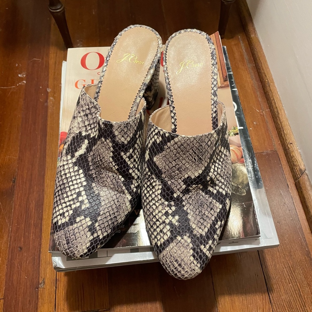 J. Crew Snakeskin Mule, size 8.5